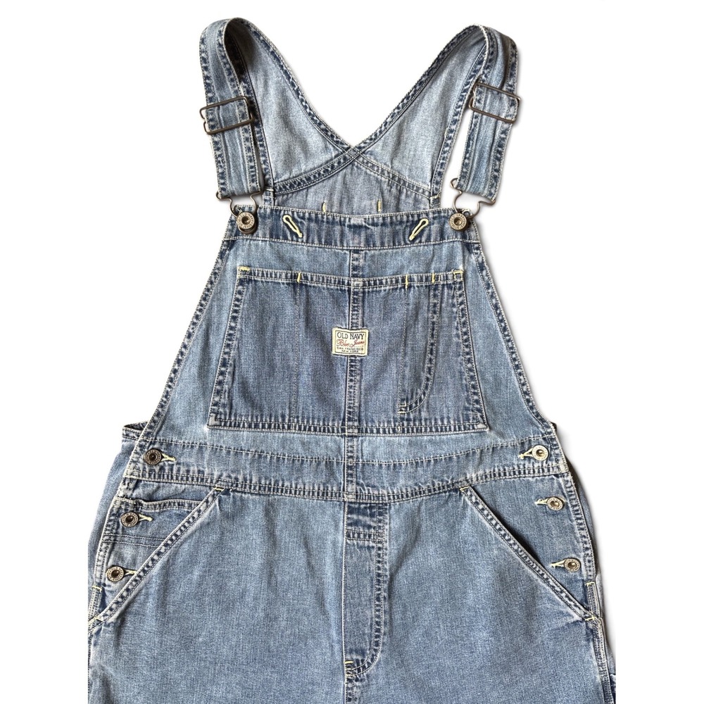 Vintage 90s Y2K Old Navy Denim Overalls Shortalls Medium - Picture 2 of 11